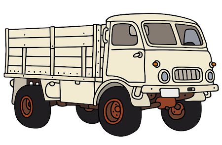 Hand drawing of an old white terrain truck - not a real model Fotografie stock - Microstock e Abbonamento, Codice: 400-08344378