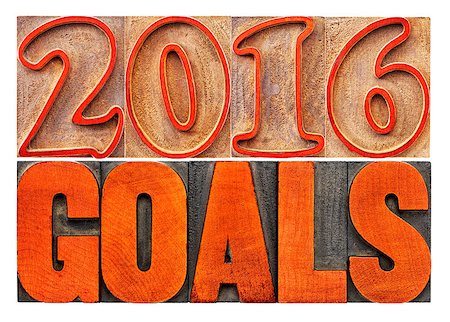 simsearch:400-08335158,k - 2016 goals banner - New Year resolution concept - isolated text in vintage letterpress wood type printing blocks stained by red ink Photographie de stock - Aubaine LD & Abonnement, Code: 400-08344620