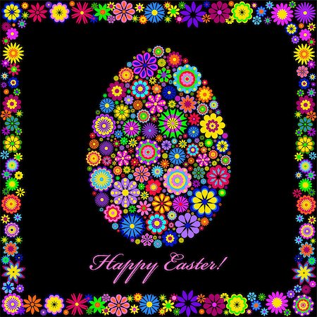 simsearch:400-07427493,k - Illustration of  colorful easter egg on black background Foto de stock - Royalty-Free Super Valor e Assinatura, Número: 400-08344729