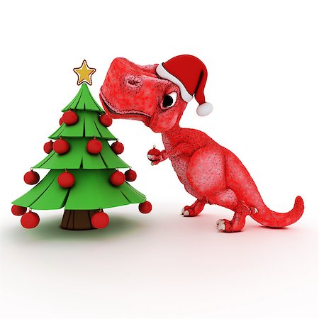ribbon for christmas cartoon - 3D Render of Friendly Cartoon Dinosaur with christmas gift tree Stock Photo - Budget Royalty-Free & Subscription, Code: 400-08345104