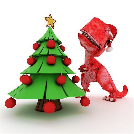 prehistoric cartoon trees - 3D Render of Friendly Cartoon Dinosaur with christmas gift tree Stock Photo - Budget Royalty-Free & Subscription, Code: 400-08345103