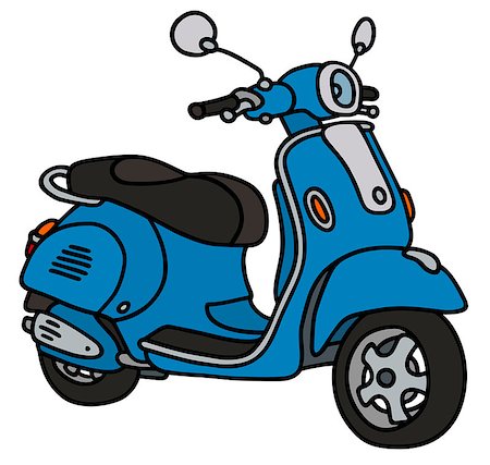 sports scooters - Hand drawing of a retro blue scooter Foto de stock - Super Valor sin royalties y Suscripción, Código: 400-08345140