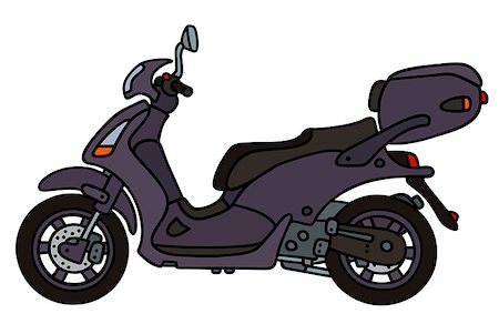 sports scooters - Hand drawing of a dark violet scooter Foto de stock - Super Valor sin royalties y Suscripción, Código: 400-08345169