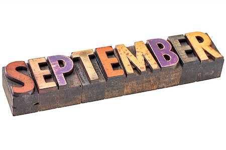 simsearch:400-08335158,k - September  banner - isolated word in vintage letterpress wood type - calendar concept Photographie de stock - Aubaine LD & Abonnement, Code: 400-08345462