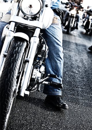 Image of bikers riding motorbikes, closeup photo of male drive motorcycle, Harley Davidson club, motorsport, active people, freedom lifestyle, biker parad, stainless steel detail and tire of motorbike Stock Photo - Budget Royalty-Free & Subscription, Code: 400-08345514