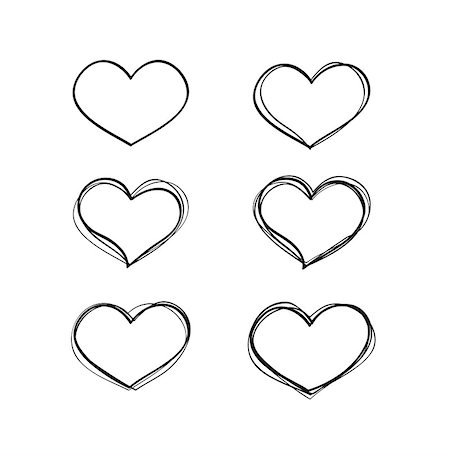 simsearch:400-08339075,k - Hand-drawn vector black heart shapes set. Basics collection Foto de stock - Super Valor sin royalties y Suscripción, Código: 400-08345576