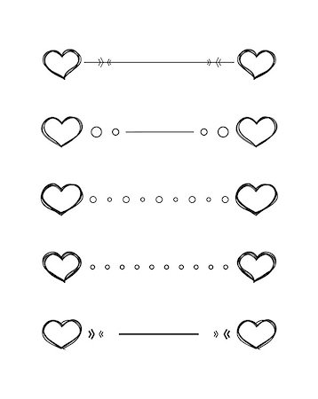 simsearch:400-08339075,k - Heart dividers scribble vector borders hand-drawn set Foto de stock - Super Valor sin royalties y Suscripción, Código: 400-08345584