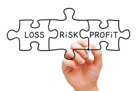 simsearch:400-04880391,k - Hand drawing Risk Loss Profit puzzle concept with black marker on transparent wipe board isolated on white. Photographie de stock - Aubaine LD & Abonnement, Code: 400-08345644