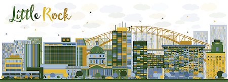 simsearch:400-08349420,k - Abstract Little Rock skyline with blue and green buildings. Vector illustration. Business travel and tourism concept with modern buildings. Image for presentation, banner and placard Stock Photo - Budget Royalty-Free & Subscription, Code: 400-08345683