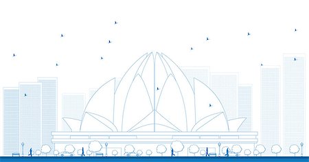 Outline The Lotus Temple, located in New Delhi, India, is a Bahai House of Worship. Vector Illustration Stock Photo - Budget Royalty-Free & Subscription, Code: 400-08345696
