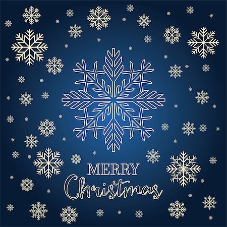 simsearch:400-08807089,k - Christmas card with golden snowflakes on dark blue background. New Year invitation. Vector illustration Stockbilder - Microstock & Abonnement, Bildnummer: 400-08345693