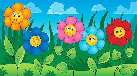 simsearch:400-08076059,k - Flowers on meadow theme 5 - eps10 vector illustration. Stock Photo - Budget Royalty-Free & Subscription, Code: 400-08345810
