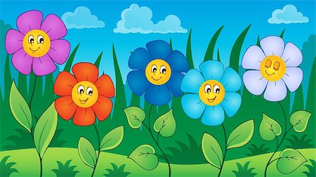 simsearch:400-08076059,k - Flowers on meadow theme 6 - eps10 vector illustration. Stock Photo - Budget Royalty-Free & Subscription, Code: 400-08345811