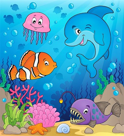 simsearch:400-08614096,k - Ocean fauna topic image 1 - eps10 vector illustration. Stock Photo - Budget Royalty-Free & Subscription, Code: 400-08345827