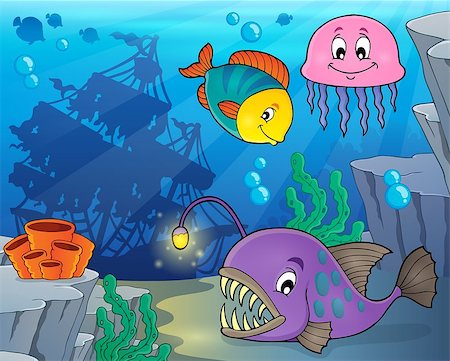 simsearch:400-08614096,k - Ocean fauna topic image 3 - eps10 vector illustration. Stock Photo - Budget Royalty-Free & Subscription, Code: 400-08345829