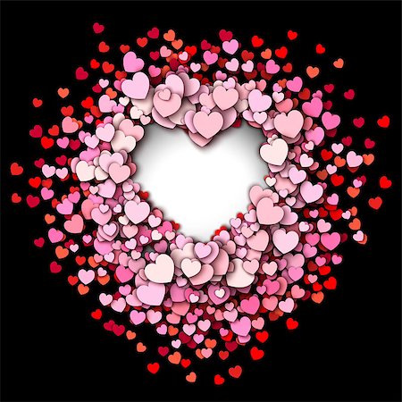 simsearch:400-05897211,k - Valentines day vector background. Red hearts round frame Photographie de stock - Aubaine LD & Abonnement, Code: 400-08345858