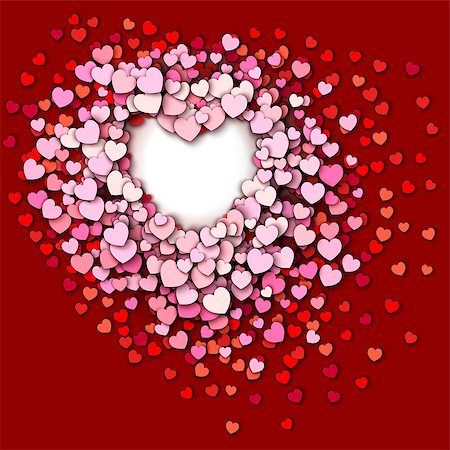 simsearch:400-05897211,k - Valentines day vector background. Red hearts round frame Photographie de stock - Aubaine LD & Abonnement, Code: 400-08345859