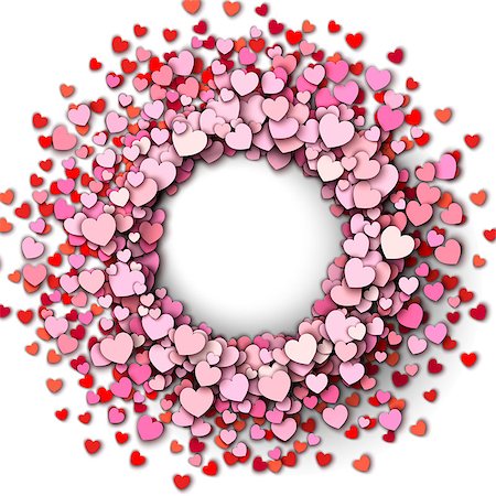 simsearch:400-05897211,k - Valentines day vector background. Red hearts round frame Photographie de stock - Aubaine LD & Abonnement, Code: 400-08345864
