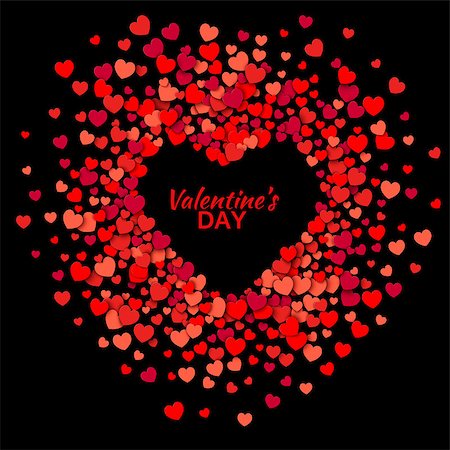 simsearch:400-08345859,k - Valentines day vector background. Red hearts round frame Photographie de stock - Aubaine LD & Abonnement, Code: 400-08345865