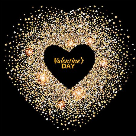 simsearch:400-08345859,k - Black valentines day background with glowing gold hearts Photographie de stock - Aubaine LD & Abonnement, Code: 400-08345866