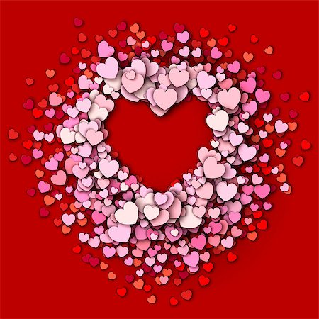 simsearch:400-05897211,k - Valentines day vector background. Red hearts round frame Photographie de stock - Aubaine LD & Abonnement, Code: 400-08345860