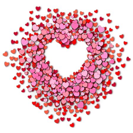 simsearch:400-05897211,k - Valentines day vector background. Red hearts round frame Photographie de stock - Aubaine LD & Abonnement, Code: 400-08345861