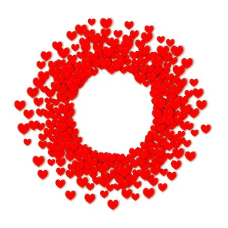 simsearch:400-08345859,k - Valentines day vector background. Red hearts round frame Photographie de stock - Aubaine LD & Abonnement, Code: 400-08345862