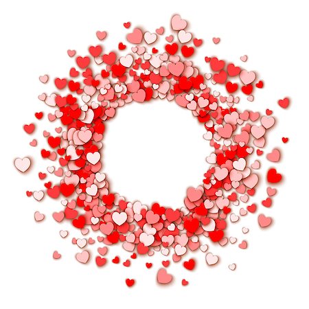 simsearch:400-05897211,k - Valentines day vector background. Red hearts round frame Photographie de stock - Aubaine LD & Abonnement, Code: 400-08345863