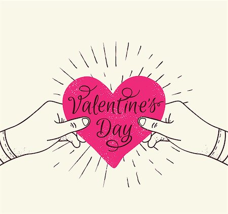 simsearch:400-08347146,k - Valentine's day greeting card with pink heart in hands Stock Photo - Budget Royalty-Free & Subscription, Code: 400-08345917