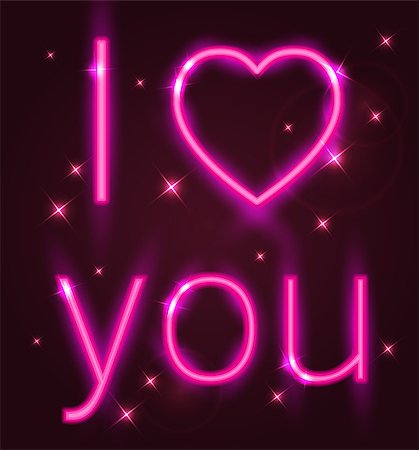 simsearch:400-08347146,k - Valentine greeting card with pink shining neon sign Stock Photo - Budget Royalty-Free & Subscription, Code: 400-08345920