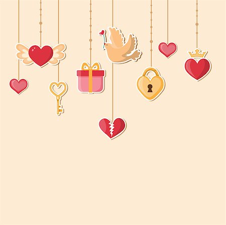 simsearch:400-08347146,k - Vector decorative romance background for Valentine's day. Flat design style. Stock Photo - Budget Royalty-Free & Subscription, Code: 400-08345934