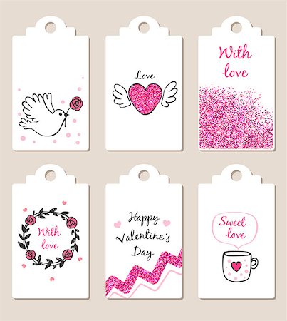 simsearch:400-08347146,k - Decorative bages with glitter elements for Valentine's day Stock Photo - Budget Royalty-Free & Subscription, Code: 400-08345937