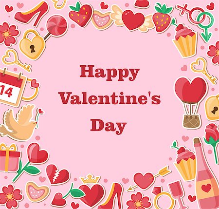 simsearch:400-08347146,k - Vector decorative romance background for Valentine's day. Flat design style. Stock Photo - Budget Royalty-Free & Subscription, Code: 400-08345933