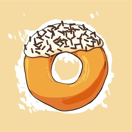 Sweet donut illustration on light background Stock Photo - Budget Royalty-Free & Subscription, Code: 400-08345991