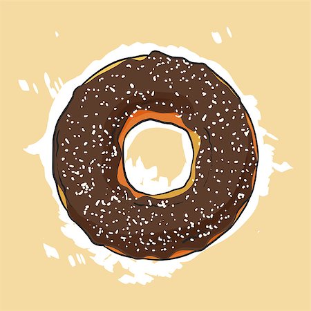 simsearch:400-08936874,k - Sweet donut illustration on light background Foto de stock - Royalty-Free Super Valor e Assinatura, Número: 400-08345992