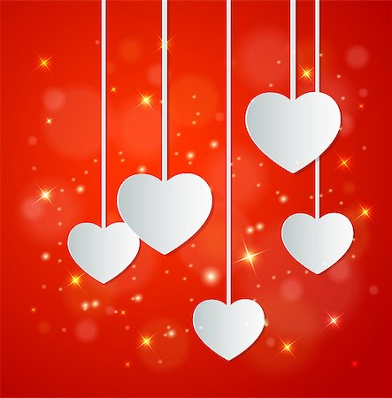 simsearch:400-07897102,k - Decorative red background with white paper hearts for Valentine's day Stock Photo - Budget Royalty-Free & Subscription, Code: 400-08346048