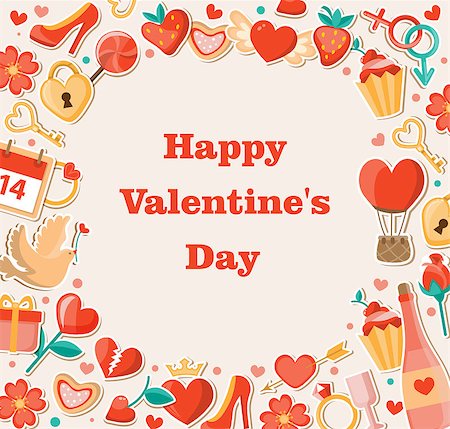 simsearch:400-08347146,k - Vector decorative background for Valentine's day. Flat design style. Stock Photo - Budget Royalty-Free & Subscription, Code: 400-08346053
