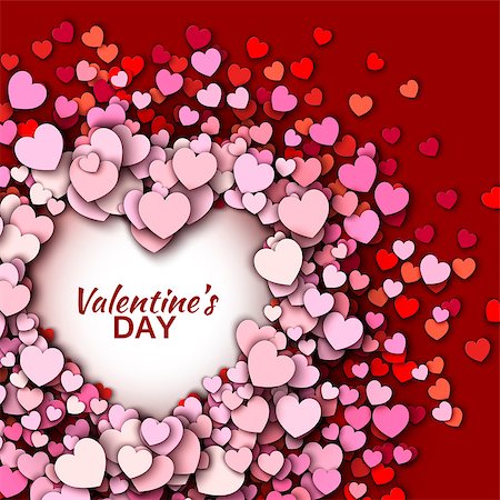 simsearch:400-05897211,k - Valentines day vector background. Red hearts round frame Photographie de stock - Aubaine LD & Abonnement, Code: 400-08346154