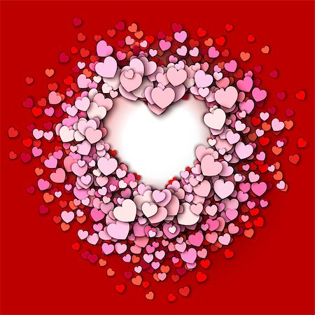 simsearch:400-08345859,k - Valentines day vector background. Red hearts round frame Photographie de stock - Aubaine LD & Abonnement, Code: 400-08346155