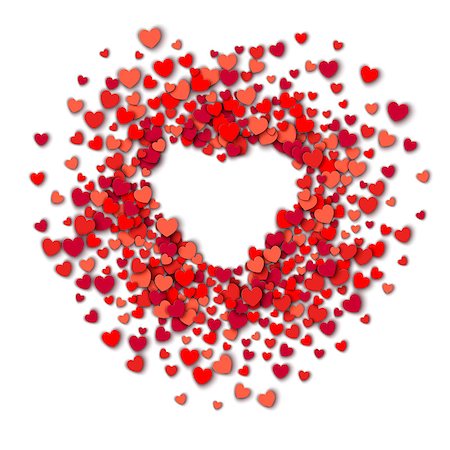 simsearch:400-05897211,k - Valentines day vector background. Red hearts round frame Photographie de stock - Aubaine LD & Abonnement, Code: 400-08346156