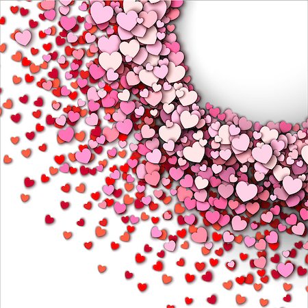 simsearch:400-08345859,k - Valentines day vector background. Red hearts round frame Photographie de stock - Aubaine LD & Abonnement, Code: 400-08346157