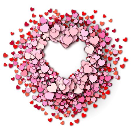 simsearch:400-08345859,k - Valentines day vector background. Red hearts round frame Photographie de stock - Aubaine LD & Abonnement, Code: 400-08346152