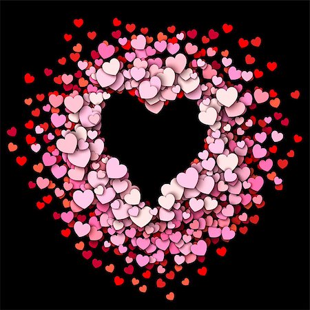 simsearch:400-05897211,k - Valentines day vector background. Red hearts round frame Photographie de stock - Aubaine LD & Abonnement, Code: 400-08346153