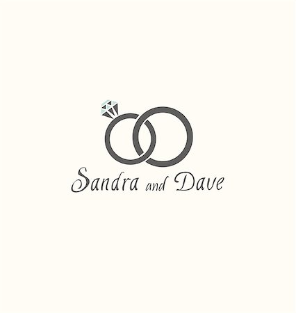 round diamond drawing - vector illustration of two wedding rings isolated on white background Stock Photo - Budget Royalty-Free & Subscription, Code: 400-08346234