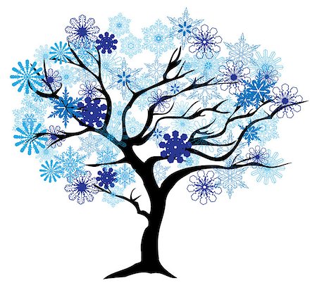 simsearch:400-04725012,k - vector illustration of a winter tree with snowflakes Stock Photo - Budget Royalty-Free & Subscription, Code: 400-08346245
