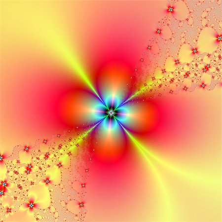 simsearch:400-06067180,k - A digital fractal image with a spray of flowers in red, yellow, blue and green. Stock Photo - Budget Royalty-Free & Subscription, Code: 400-08346283