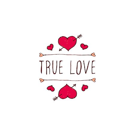 simsearch:400-08346347,k - Saint Valentine's day greeting card.  True love. Typographic banner with text and hearts on white background. Vector handdrawn badge. Foto de stock - Super Valor sin royalties y Suscripción, Código: 400-08346350