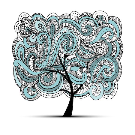 Abstract wavy tree for your design, vector illustration Stock Photo - Budget Royalty-Free & Subscription, Code: 400-08346671