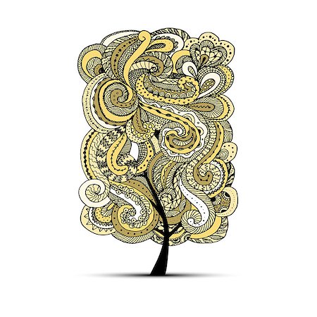 Abstract wavy tree for your design, vector illustration Foto de stock - Super Valor sin royalties y Suscripción, Código: 400-08346672