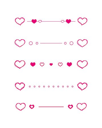 simsearch:400-08339075,k - Heart dividers scribble vector borders hand-drawn set Foto de stock - Super Valor sin royalties y Suscripción, Código: 400-08346771